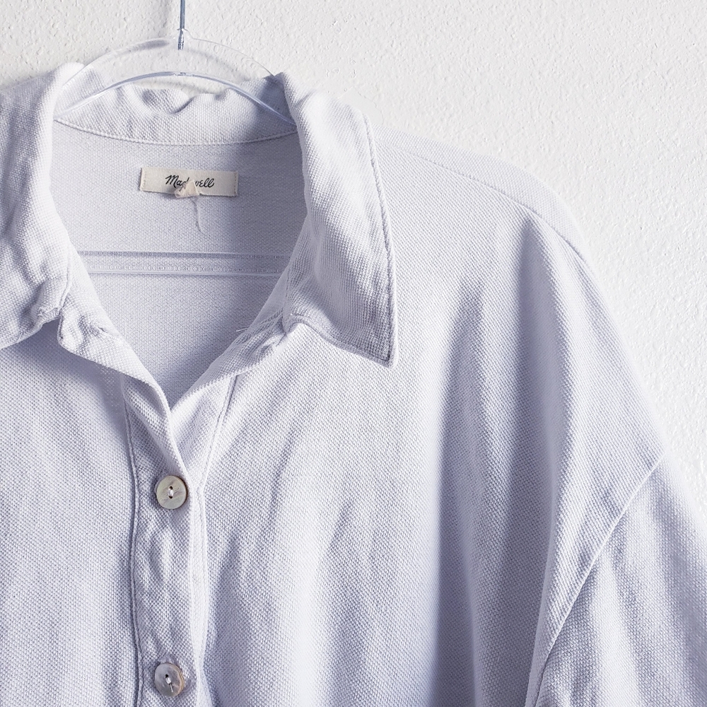 Madewell Textured Cropped Button Down Blouse Top - Picture 4 of 7